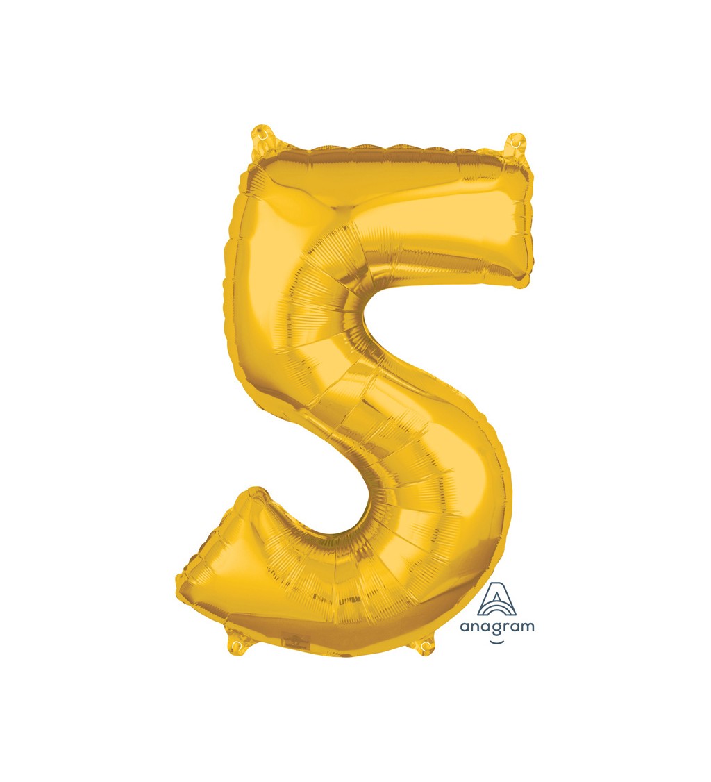 Fóliový balónek číslo 5, zlatý, 66cm