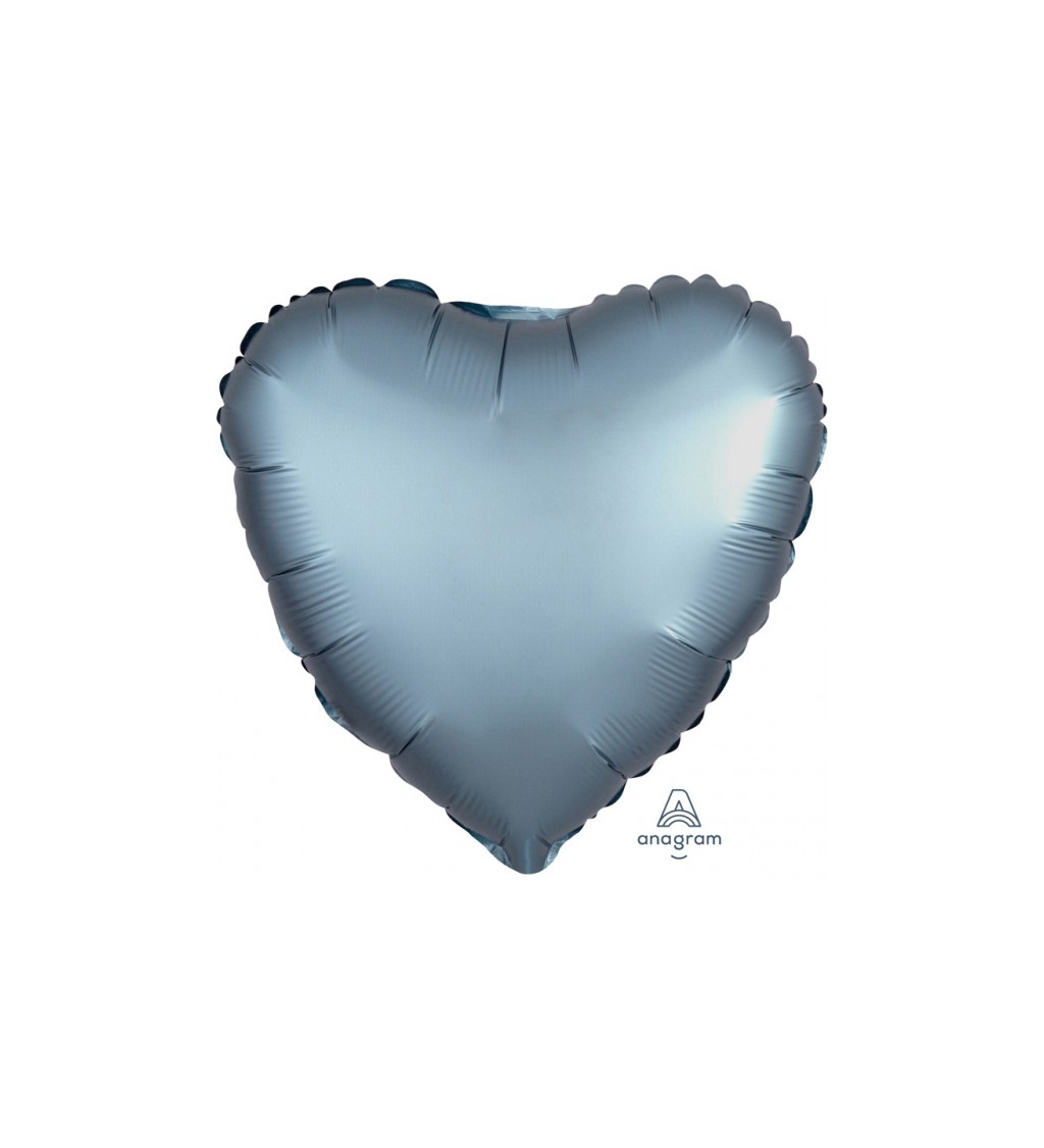 Fóliový balónek - srdce modrošedý