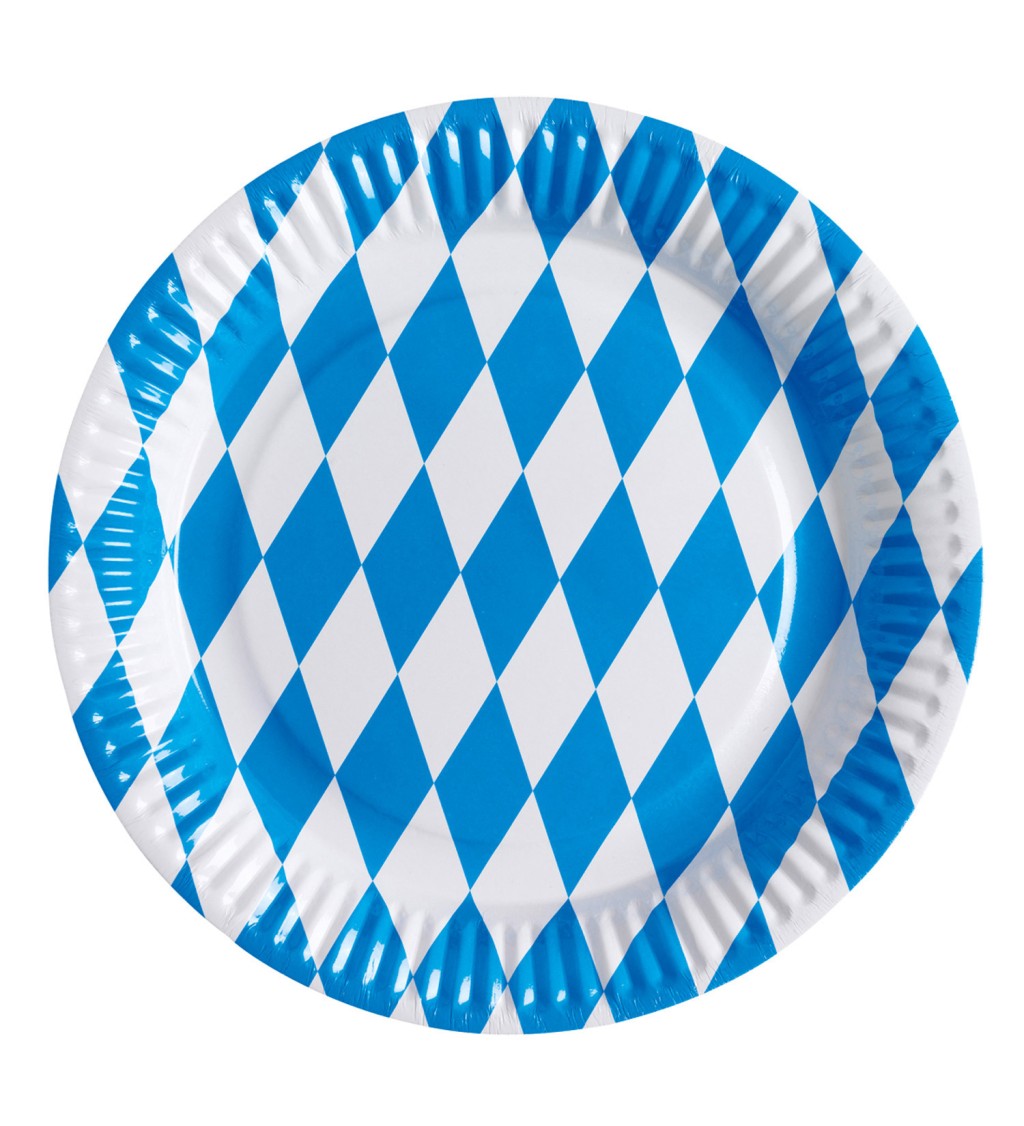 Papírové talířky Oktoberfest - modro-bílé