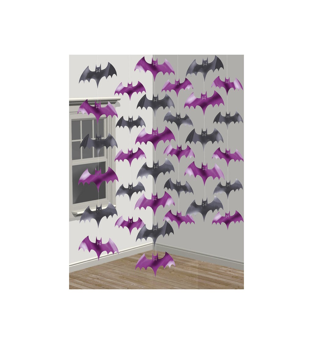 Girlanda - fialová, netopýři