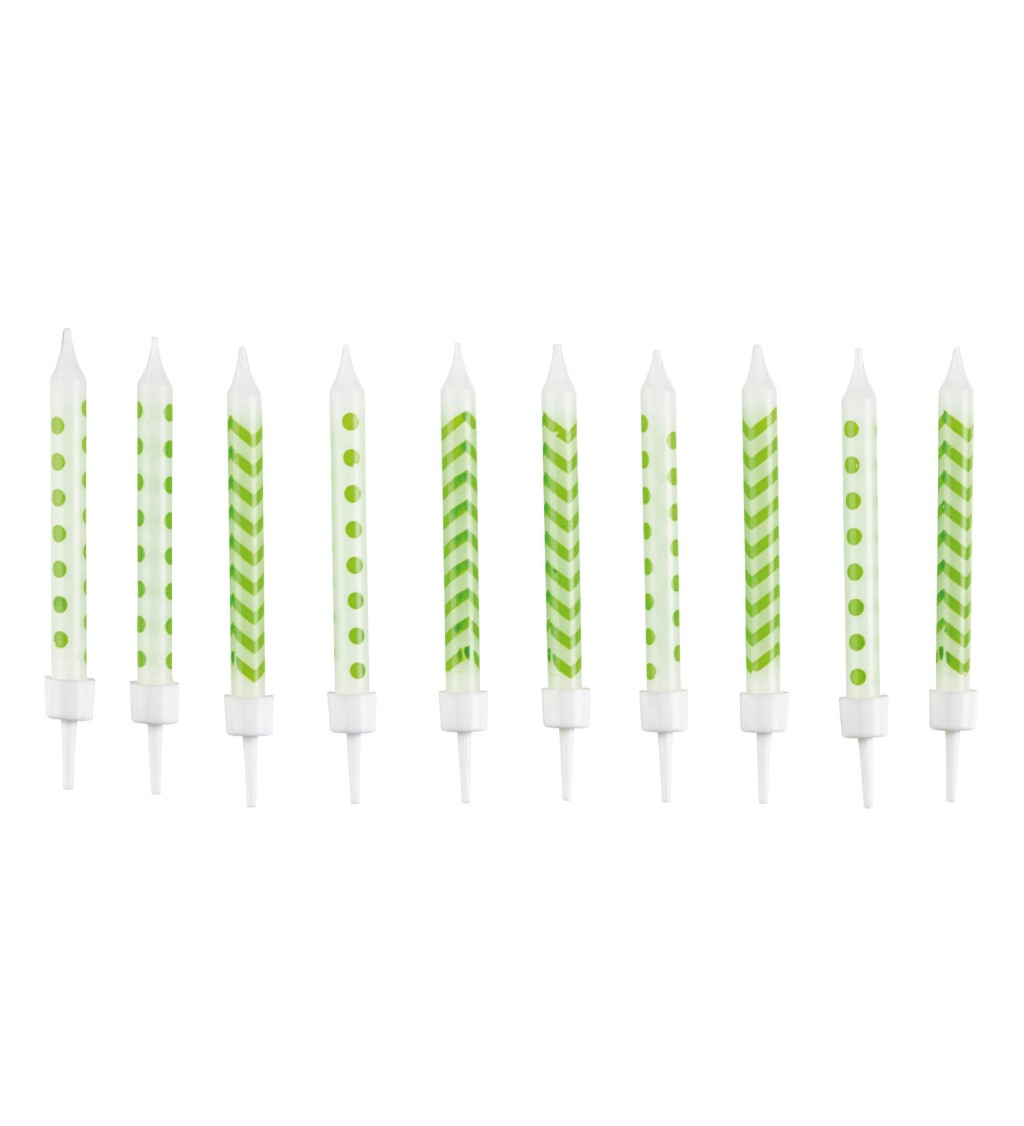 Dortové svíčky - zelené vzory