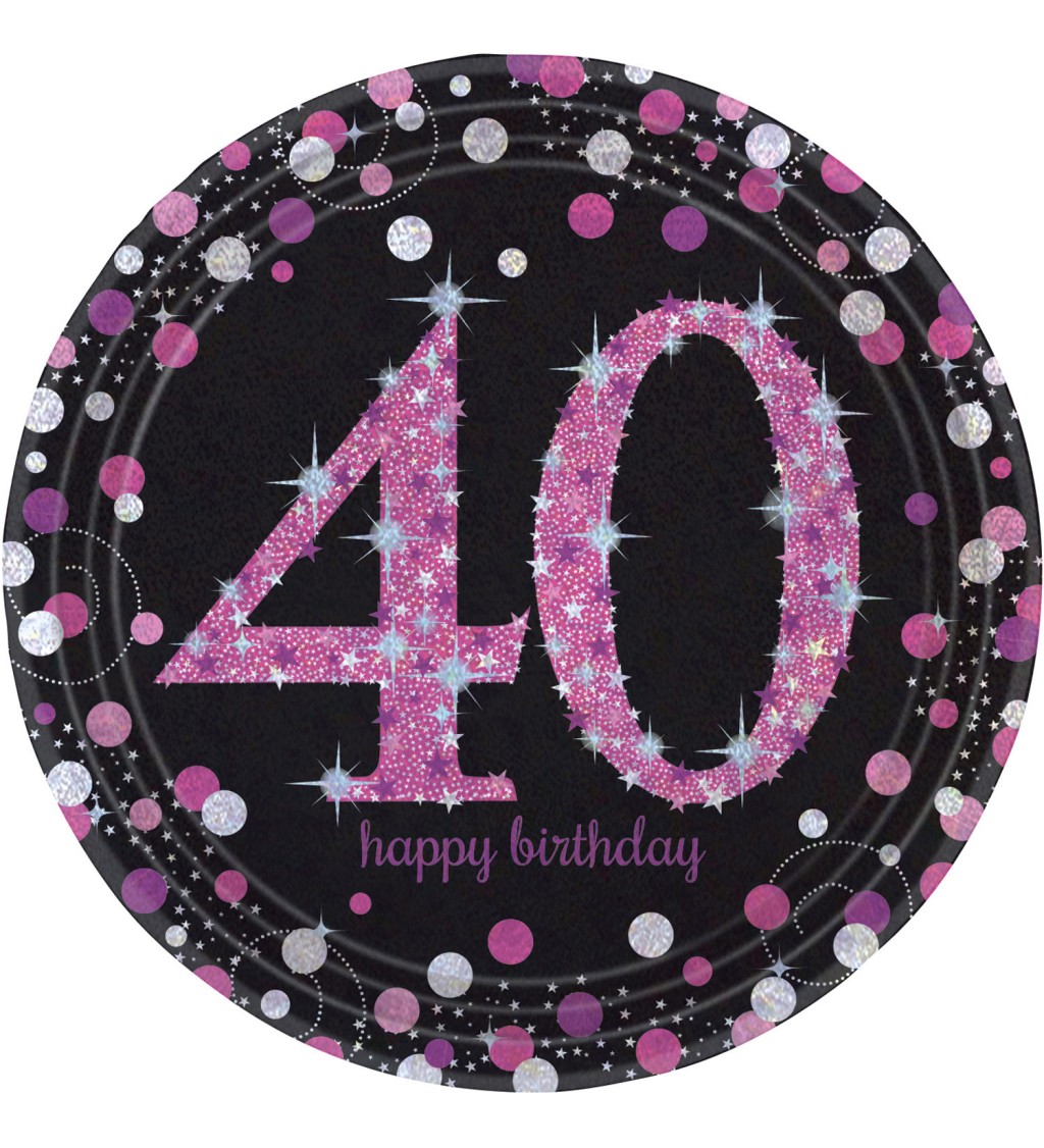 Růžové párty talířky - 40 let