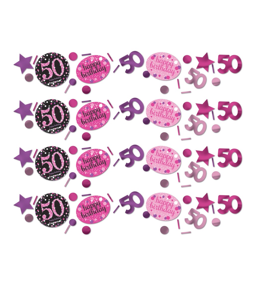 Růžové narozeninové konfety 50