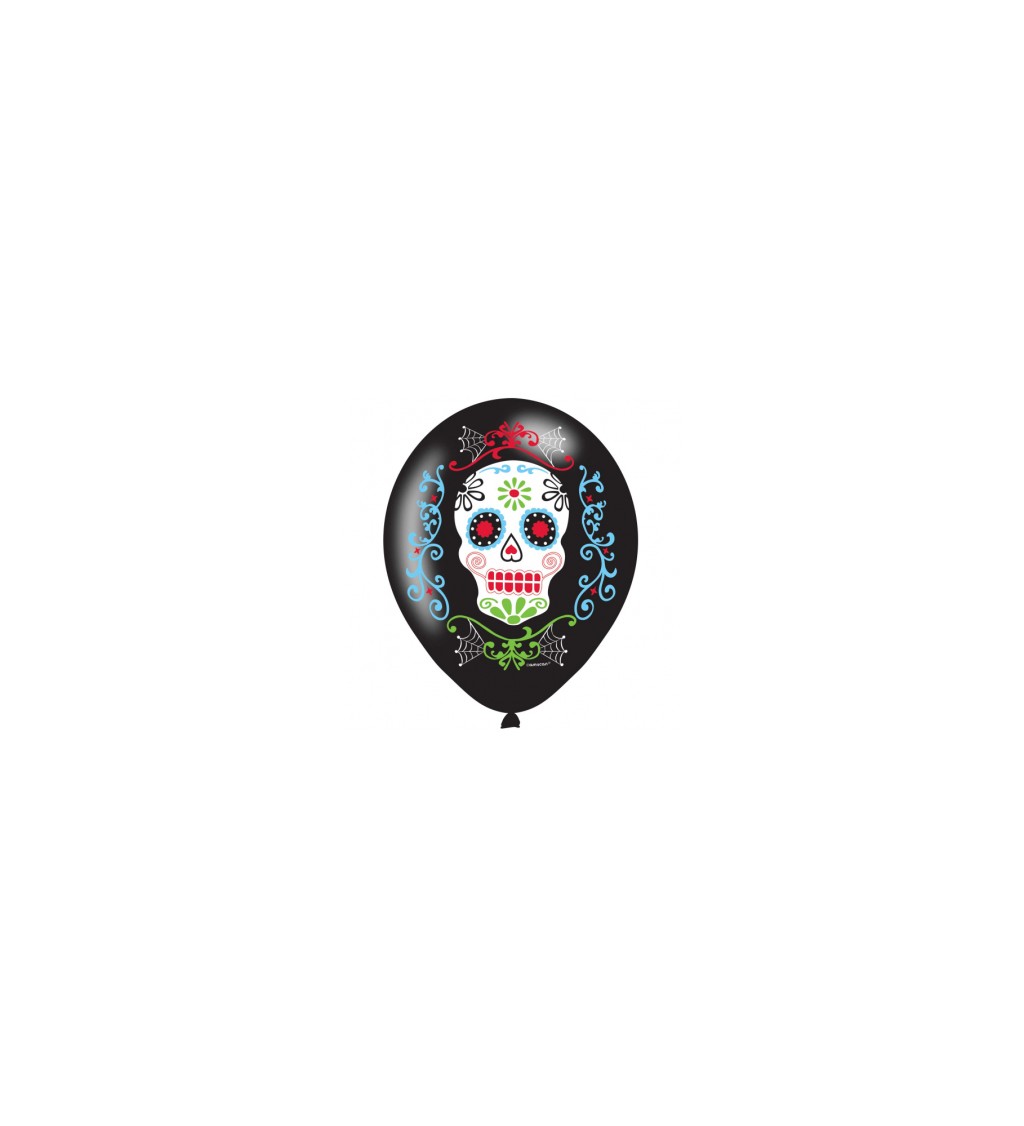 Latexové balónky mexická lebka 27 cm 6 ks