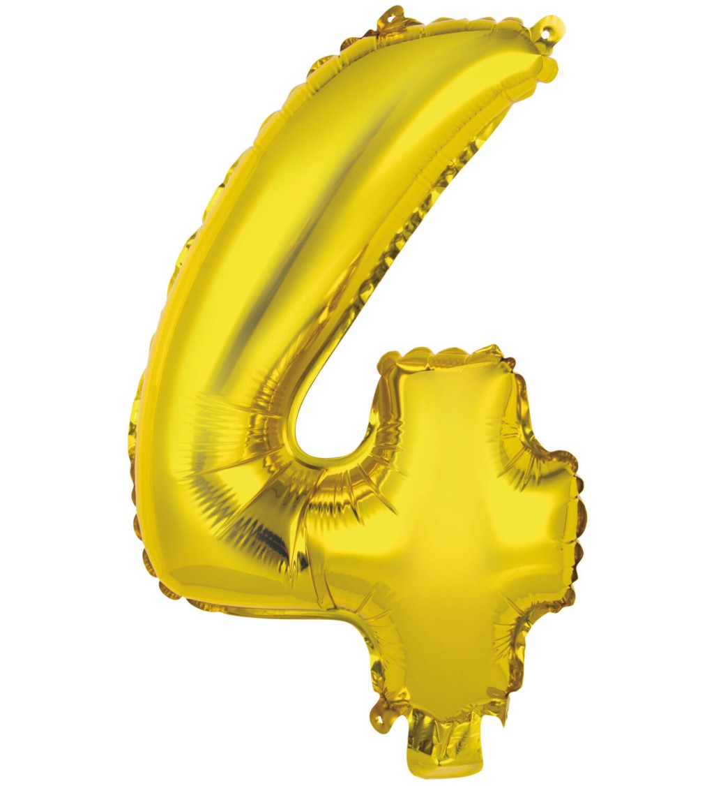 Fóliový balónek číslo 4, zlatá, 35cm