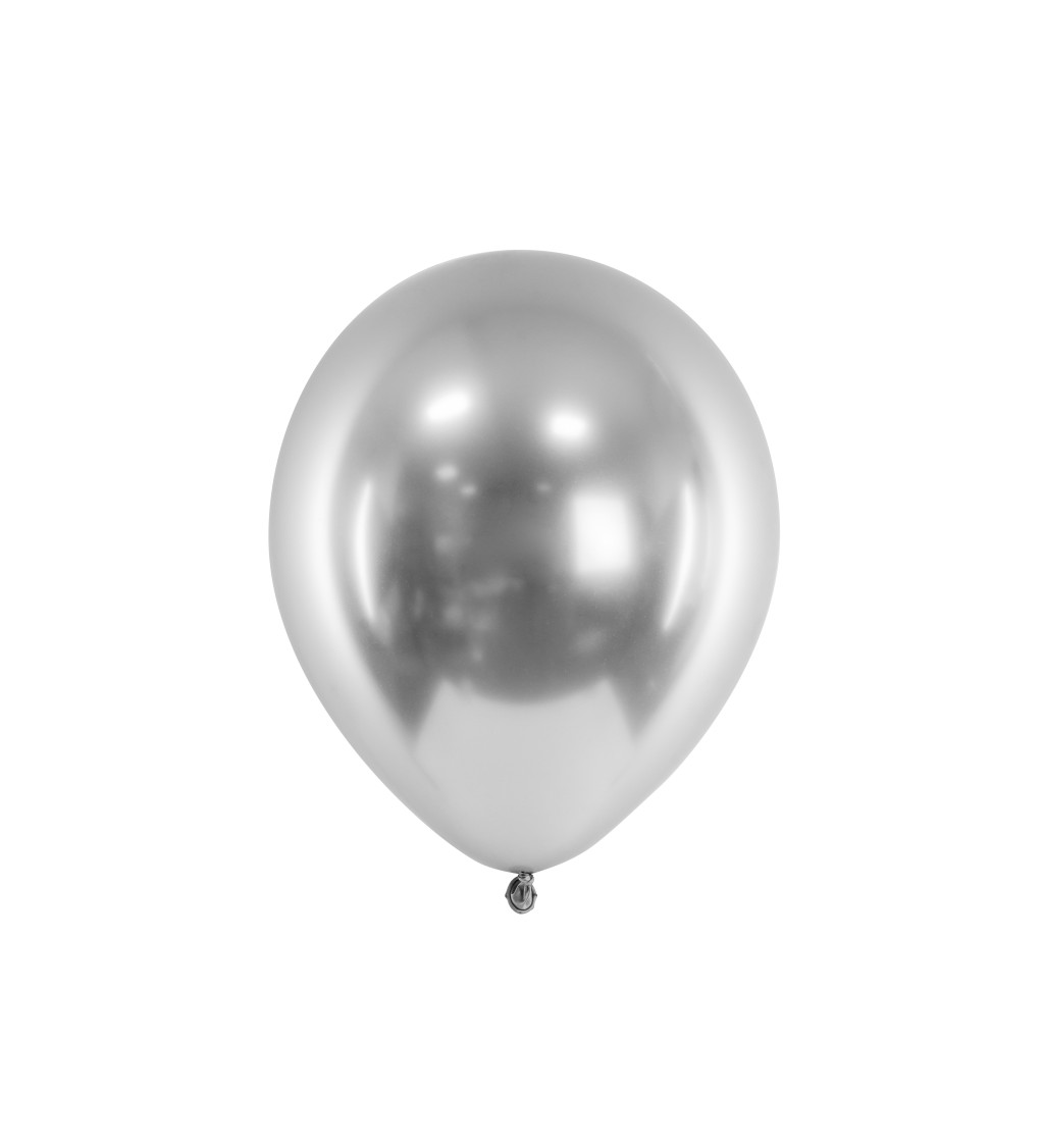 Latexové balónky 30 cm chromově, stříbrné, 50 ks