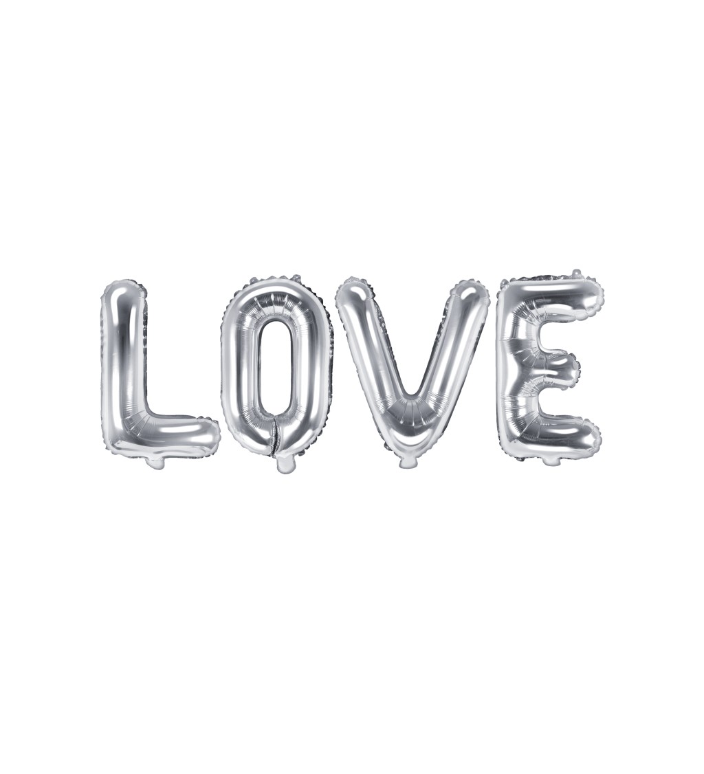 Fóliový balónek nápis LOVE, stříbrný, 35cm
