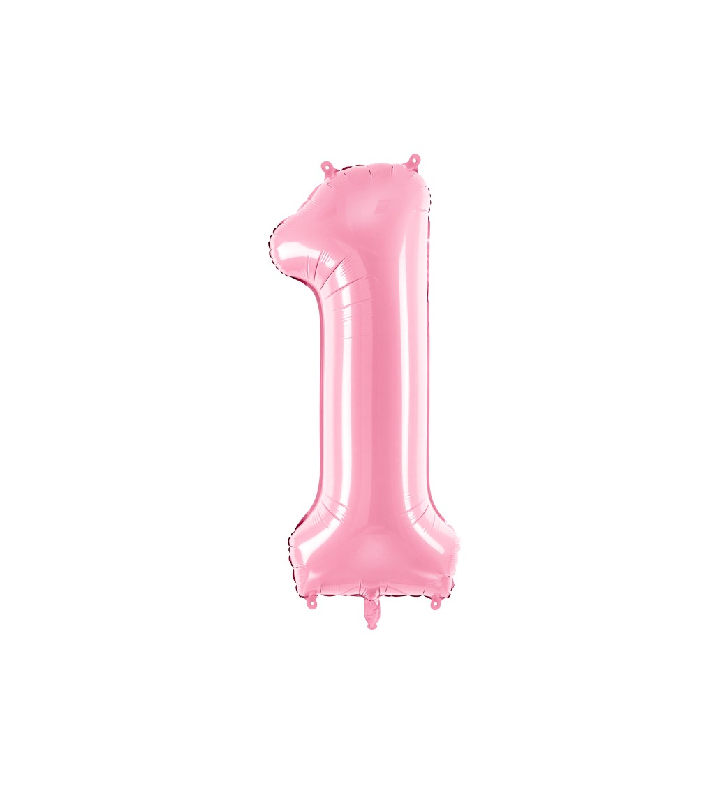 Fóliový balónek číslo 1, růžový, 86cm