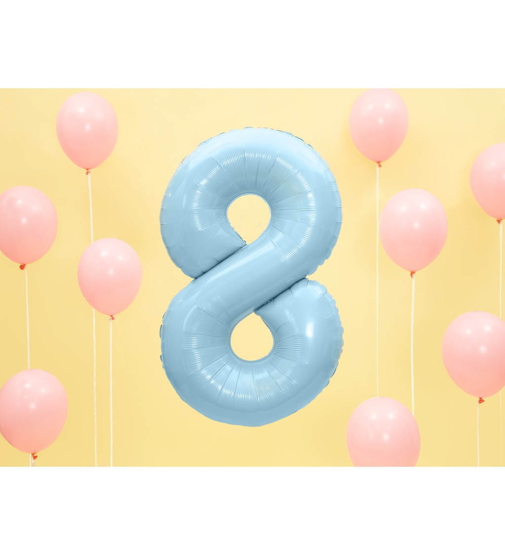 Fóliový balónek číslo 8,  světle modrá, 86 cm