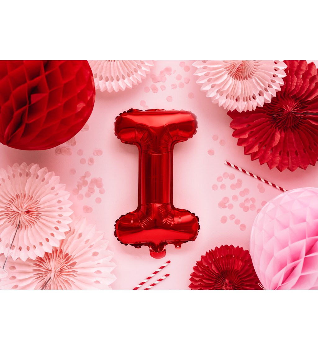 Fóliový balónek písmeno I, červený, 35cm