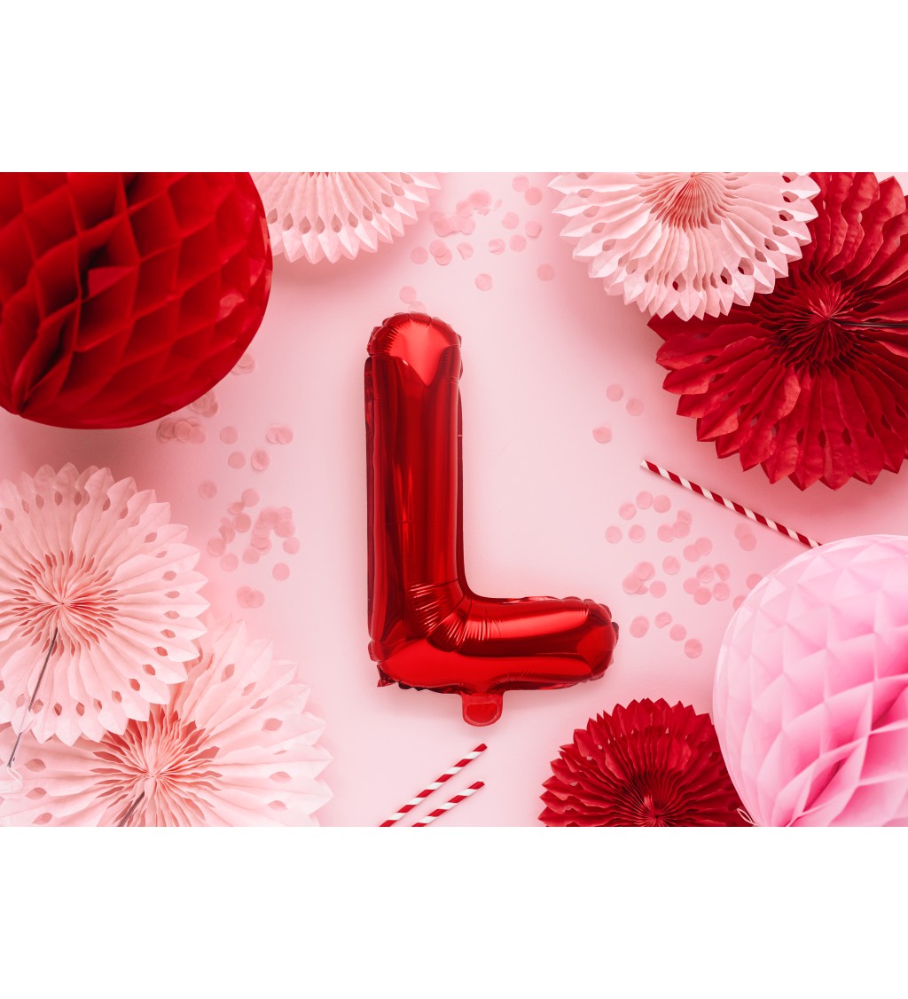 Fóliový balónek písmeno L, červený, 35 cm