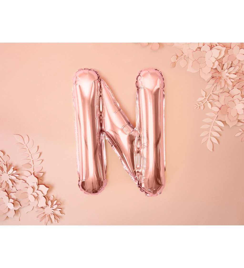Růžovo-zlatý mini balónek N