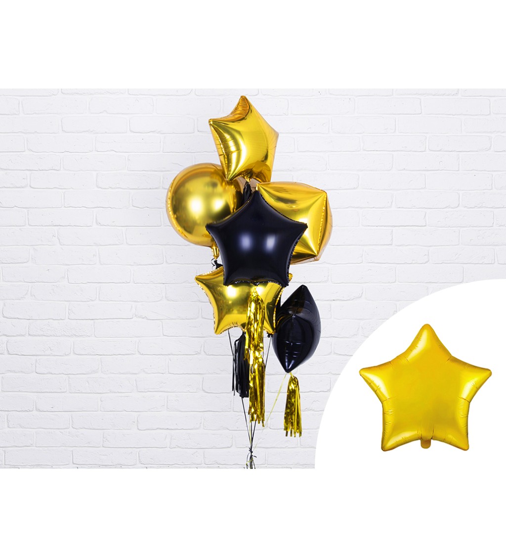 Fóliový balónek hvězda, zlatá