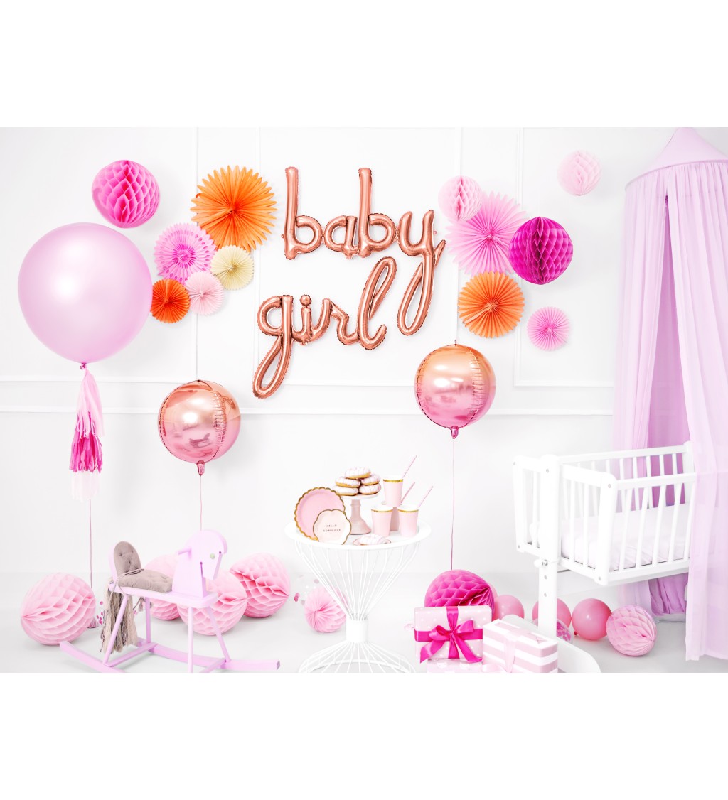 Fóliový balónek - nápis BABY rosegold