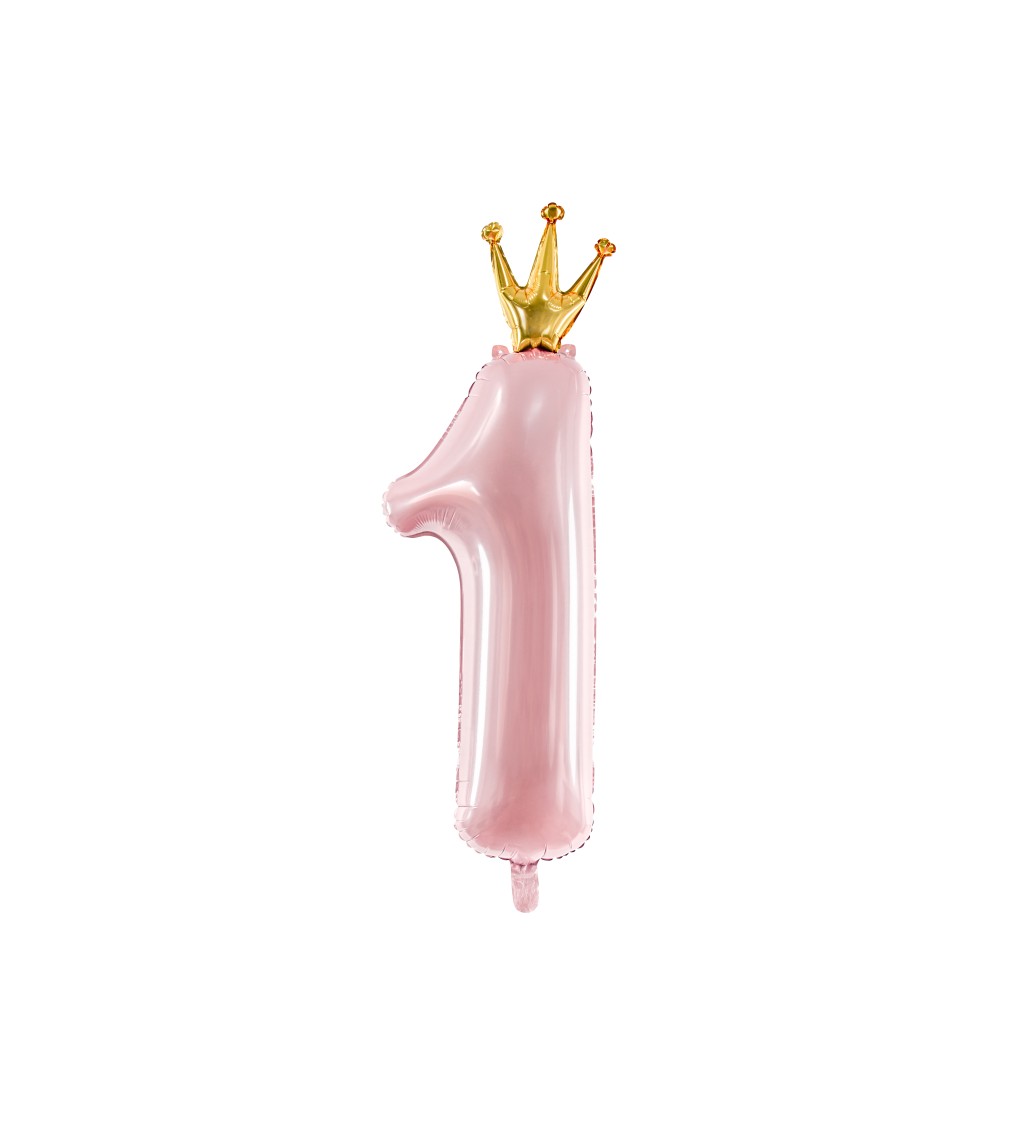 Fóliový balónek číslo 1, růžový, 90 cm