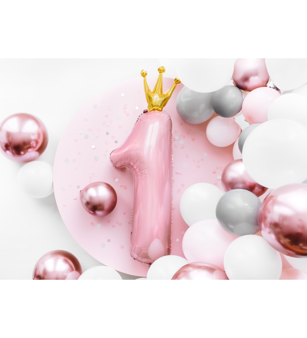 Fóliový balónek číslo 1, růžový, 90 cm