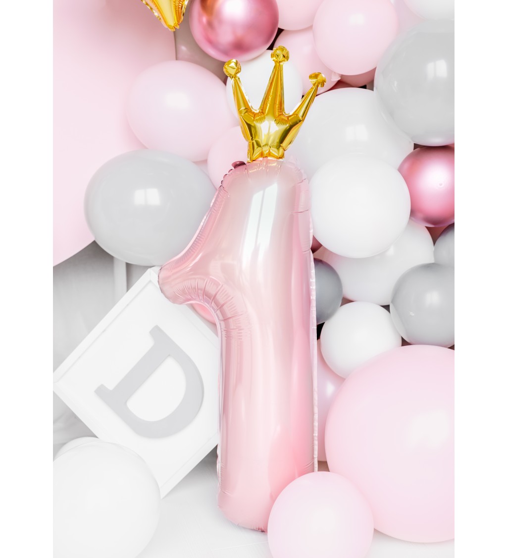 Fóliový balónek číslo 1, růžový, 90cm