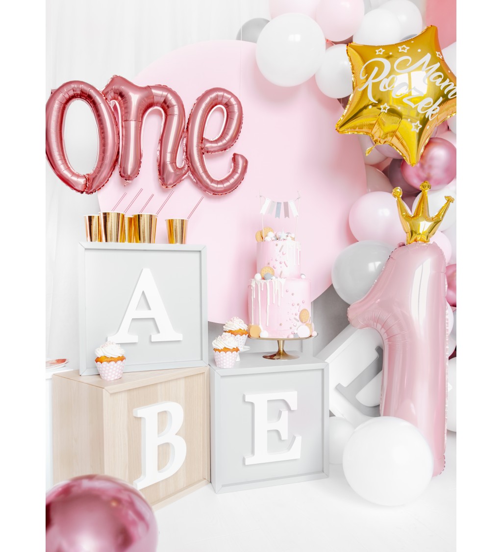 Fóliový balónek číslo 1, růžový, 90 cm