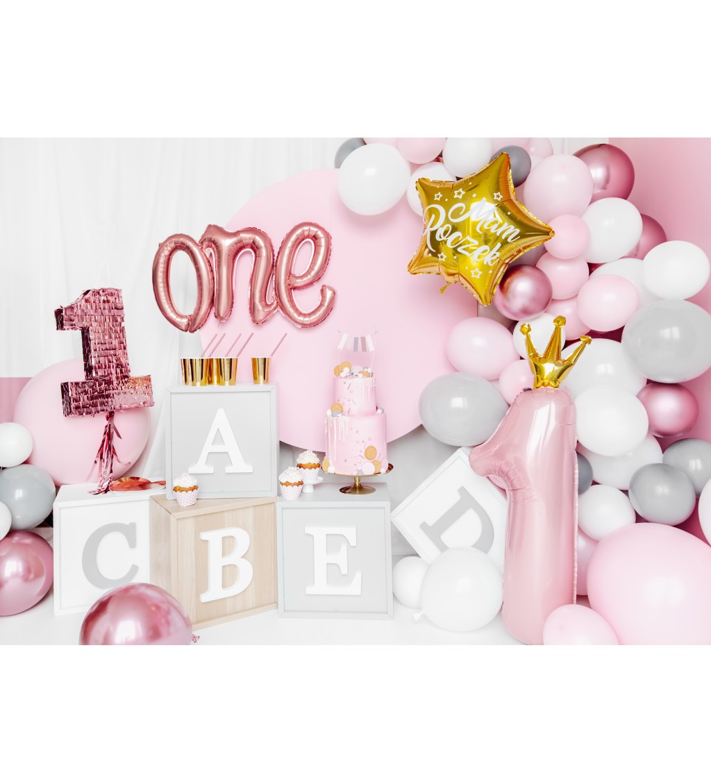 Fóliový balónek číslo 1, růžový, 90 cm