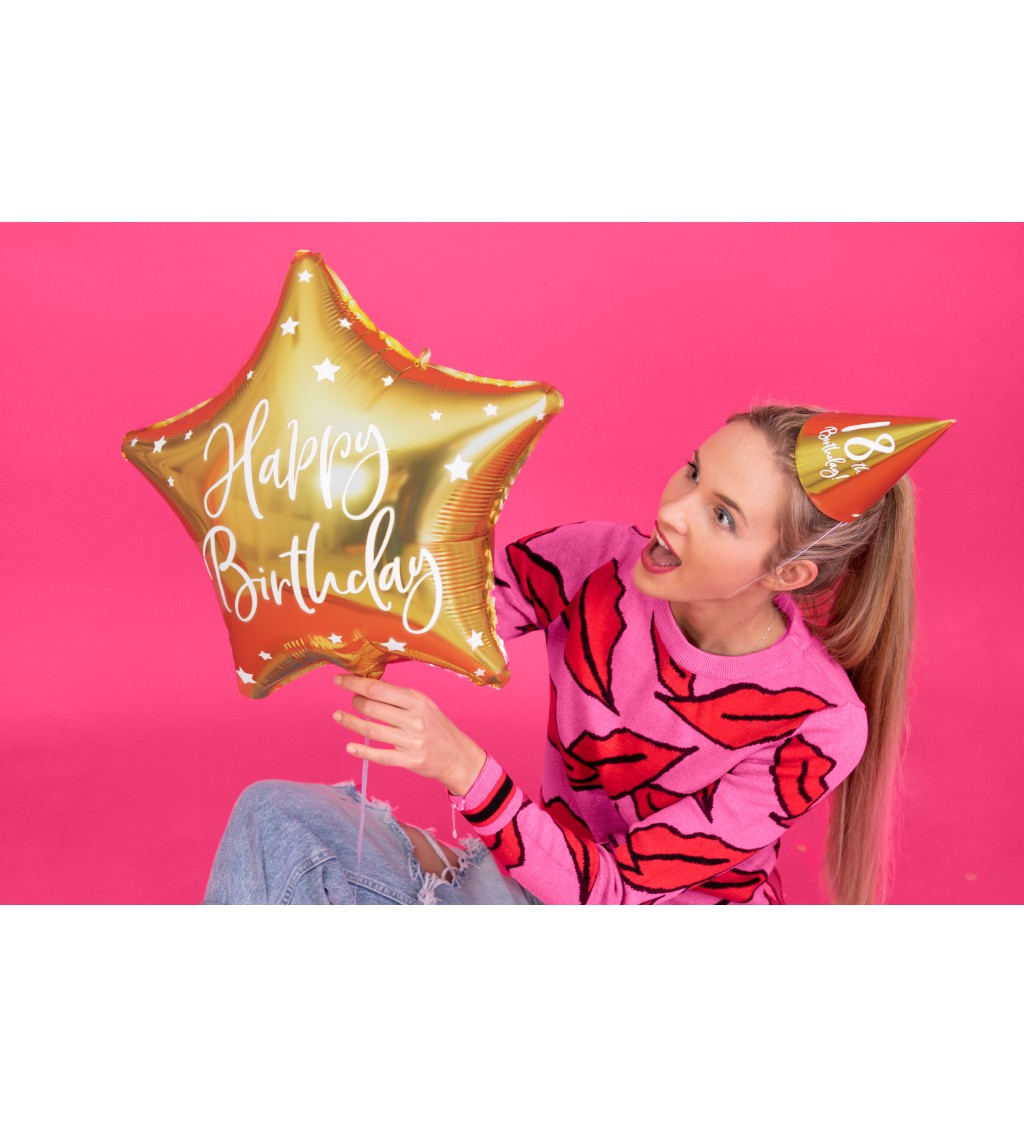 Fóliový balónek Happy Birthday hvězda
