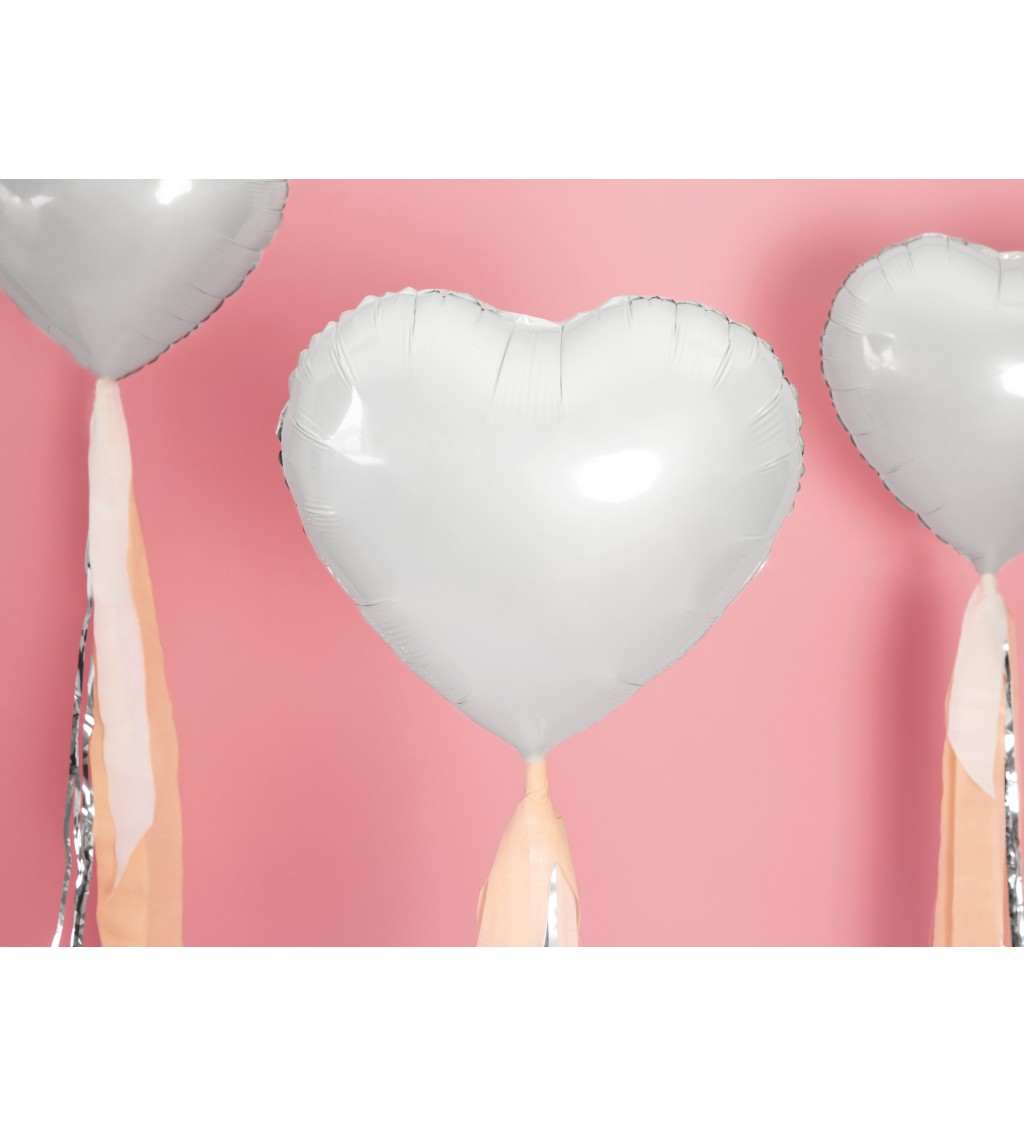 Bílé srdce - fóliový balónek