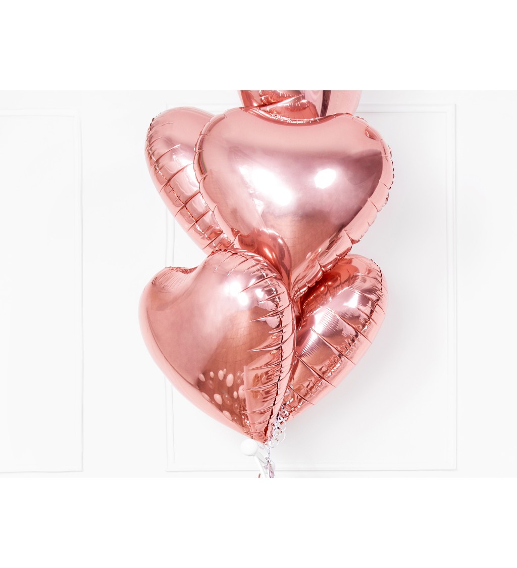 Fóliový balónek srdce,  růžově zlatý