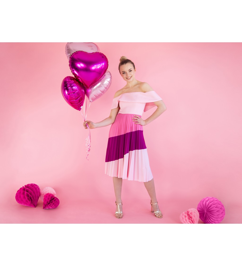 Růžový fóliový balónek - srdce