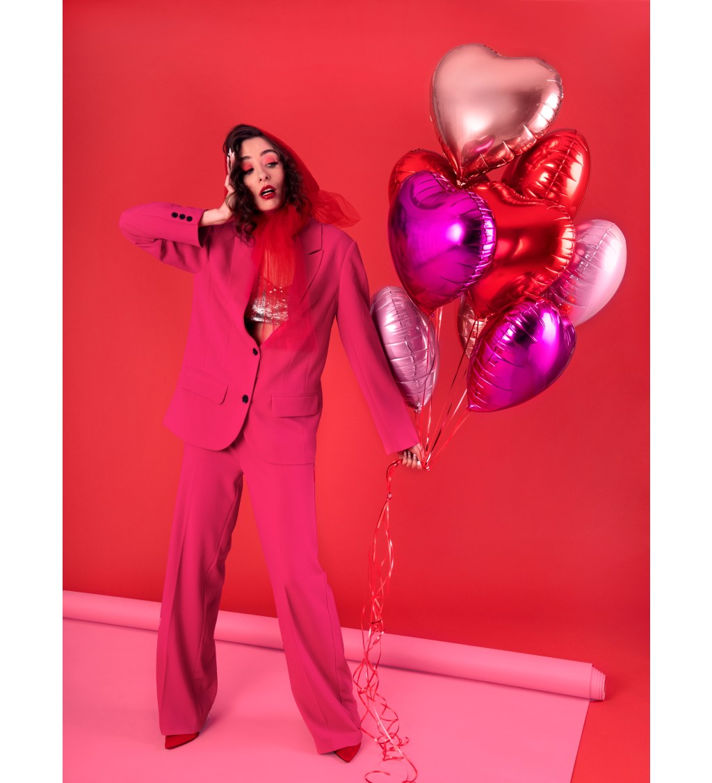 Růžový fóliový balónek - srdce