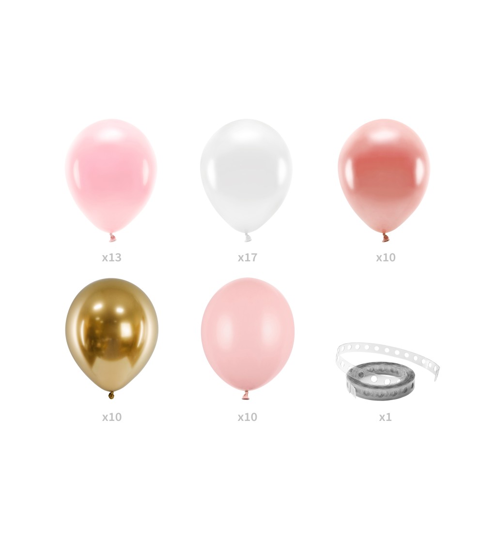 Balónková girlanda růžovo - zlatá 60 ks