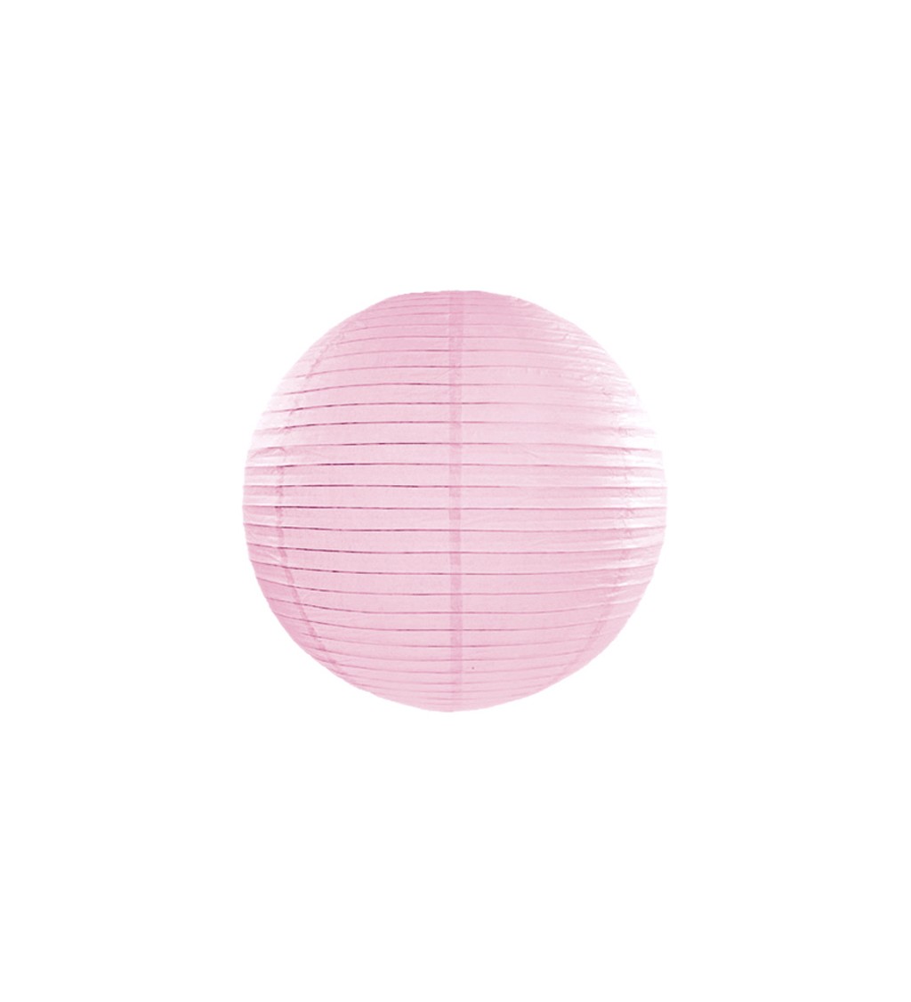 Světle růžový lampión - koule 20 cm