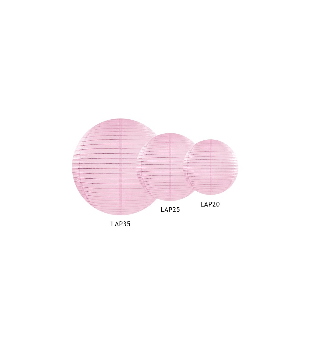 Světle růžový lampión - koule 20 cm