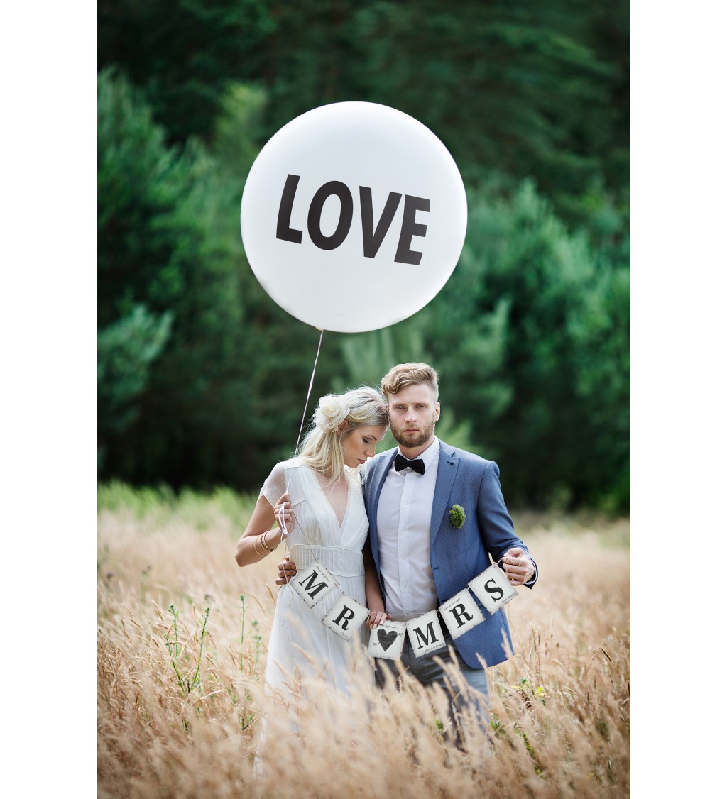 Latexový balónek obří Love bílý 1m