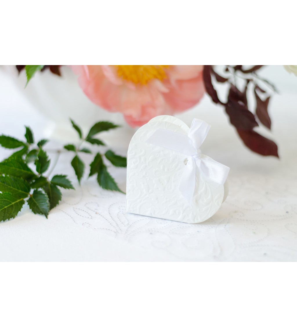 Svatební krabička bílá - Srdce