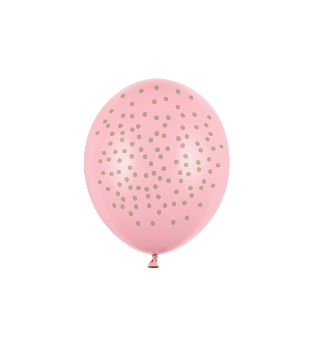 Latexové balónky 30 cm stříbrné puntíky, růžové, 6 ks