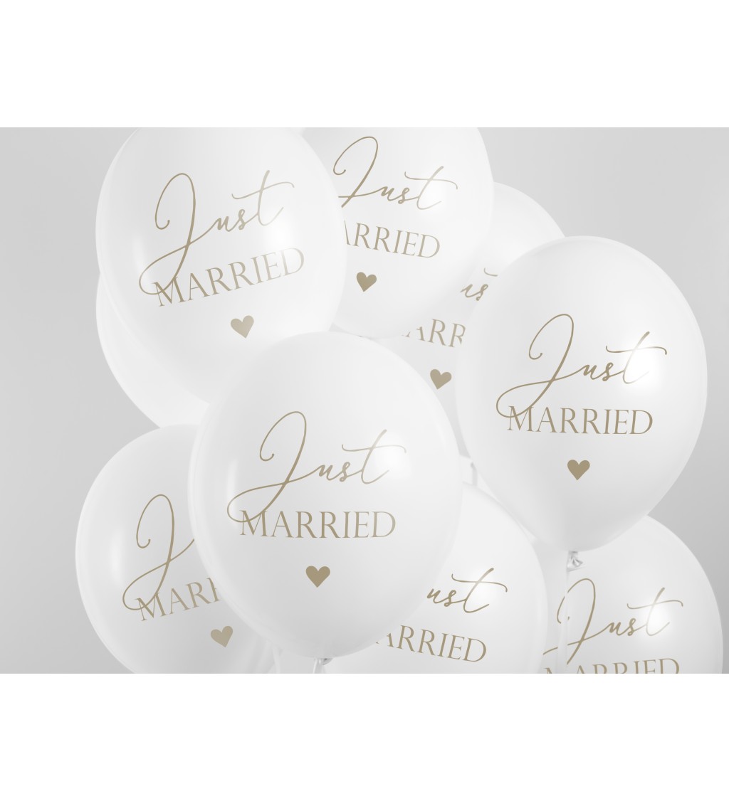 Latexové balónky strong pastelové Just married 30 cm 6 ks