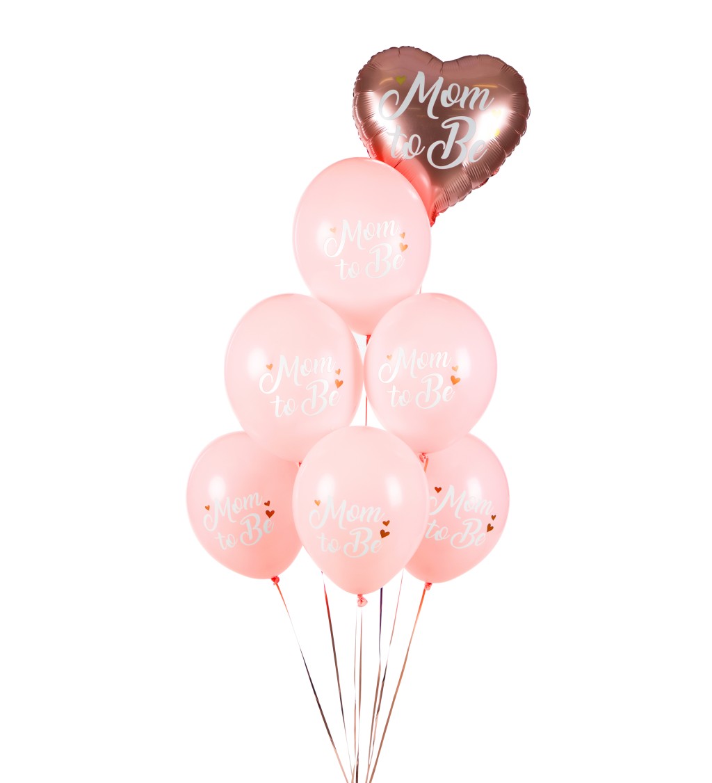 Latexové balónky 30 cm Mom to be, růžové, 6 ks