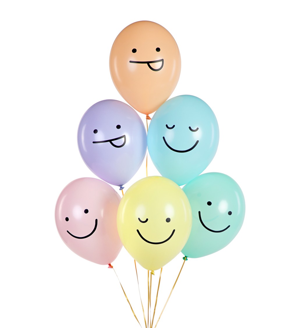 Latexové balónky strong pastelové smajlíci mix 30 cm 6 ks