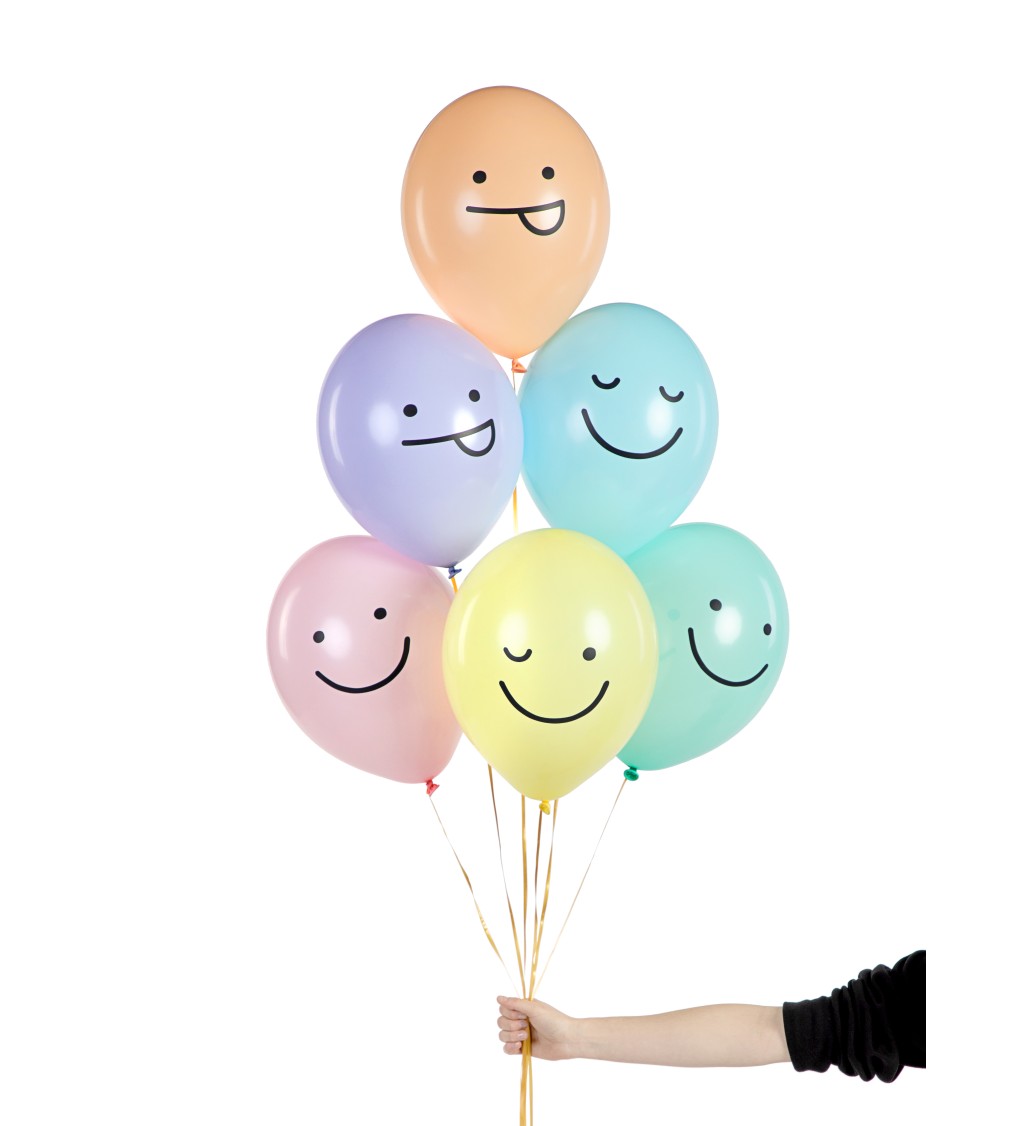 Latexové balónky strong pastelové smajlíci mix 30 cm 6 ks