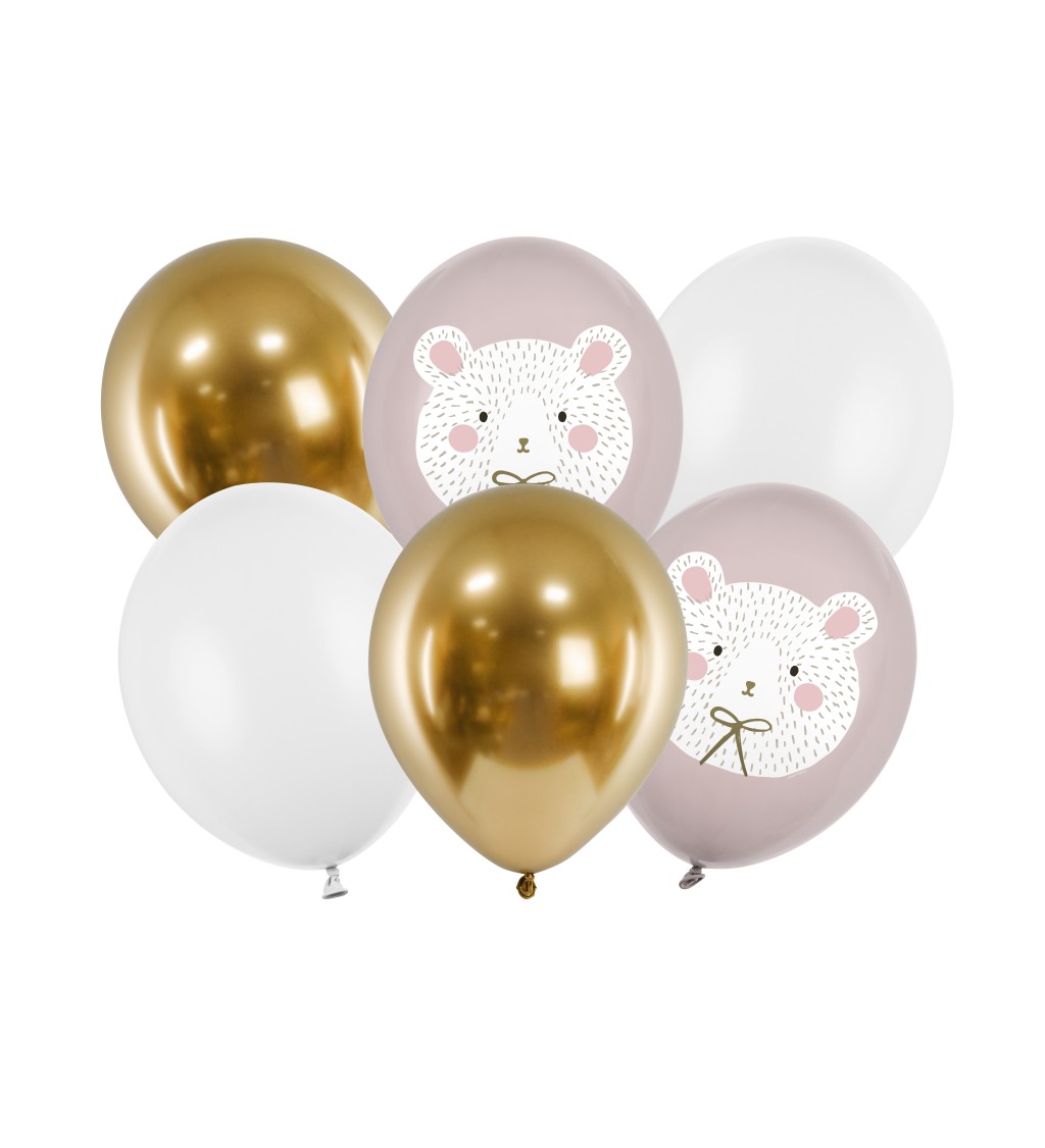 Latexová sada strong pastelové polární medvěd 30 cm 6 ks