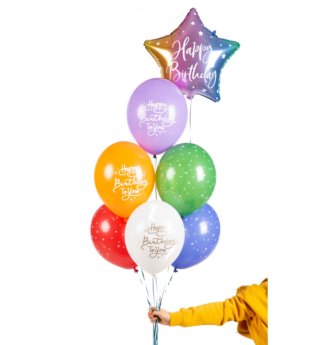 Latexové balónky 30 cm Happy birthday, mix, 6 ks