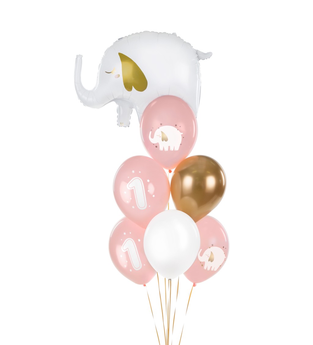 Latexová sada strong pastelová 1. narozeniny růžový mix 30 cm 6 ks