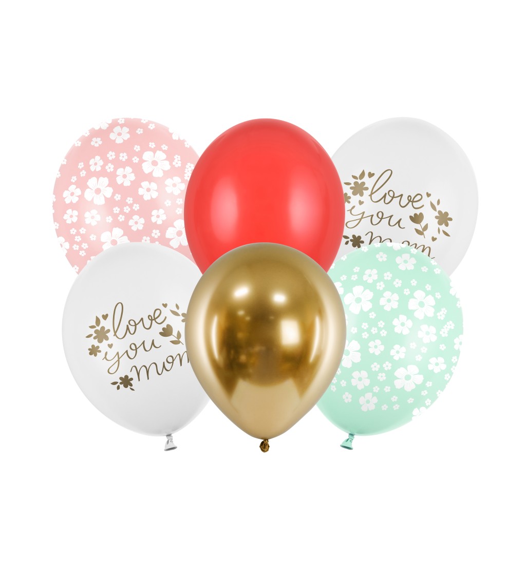 Latexová sada strong pastelová Love you mom 30 cm 6 ks