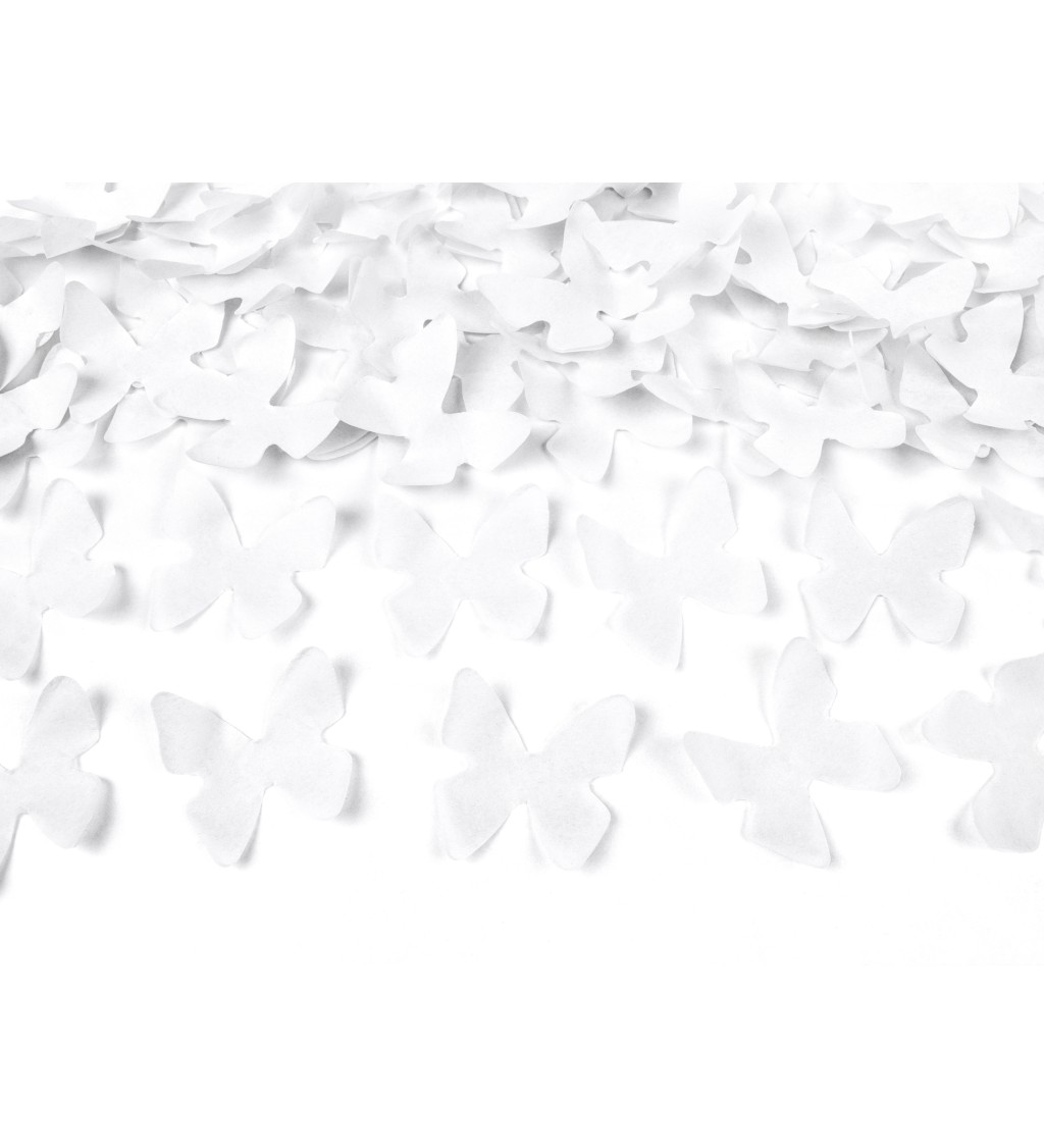 Vystřelovací konfety - bílý motýl, 80 cm