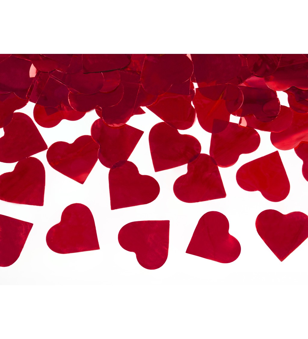 Vystřelovací konfety - červená srdce, 40 cm