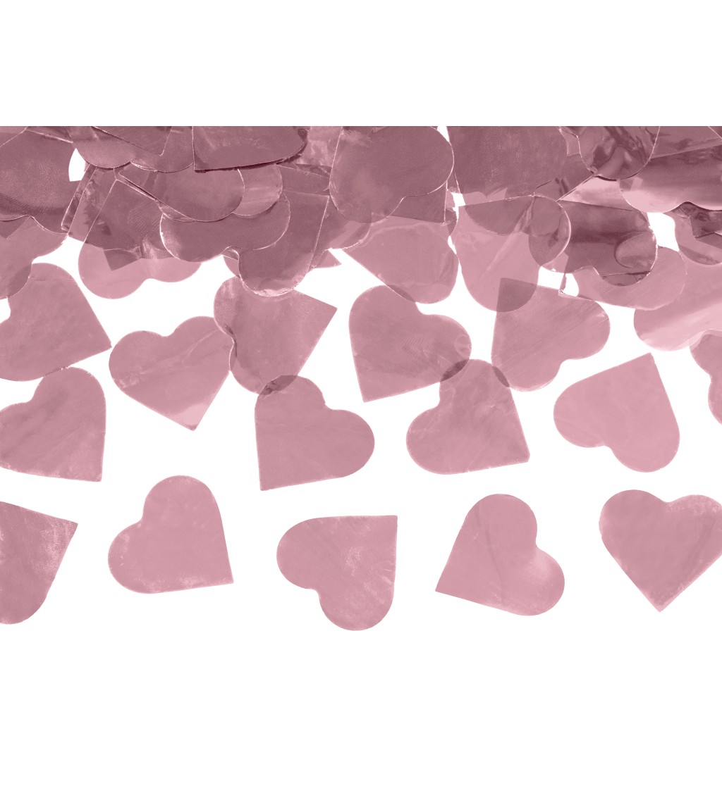 Vystřelovací konfety - rose-gold srdce, 60 cm