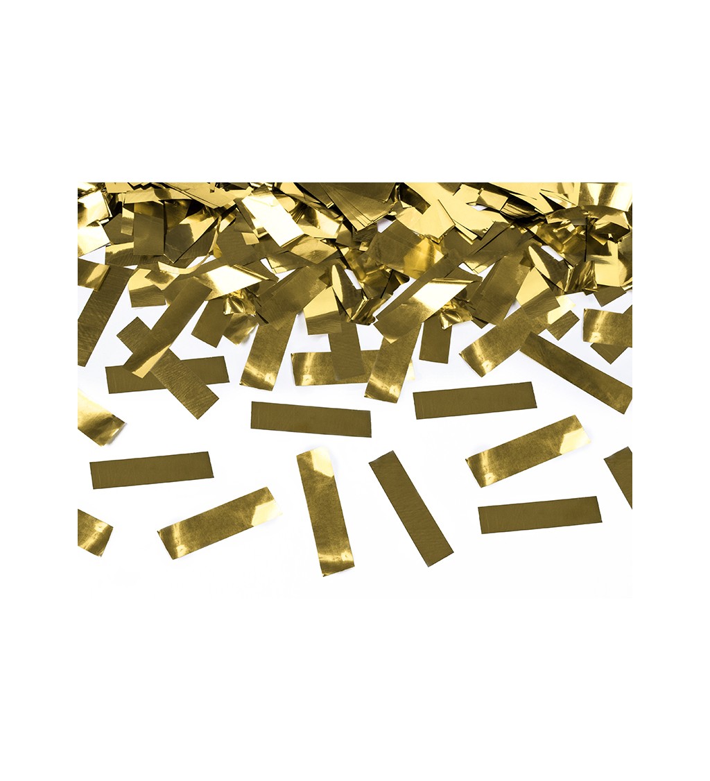 Vystřelovací konfety - zlaté pásky, 60 cm