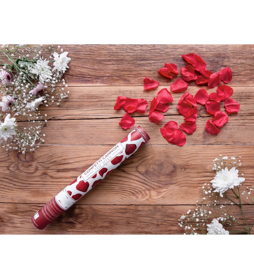 Vystřelovací konfety - červené růže, 40 cm