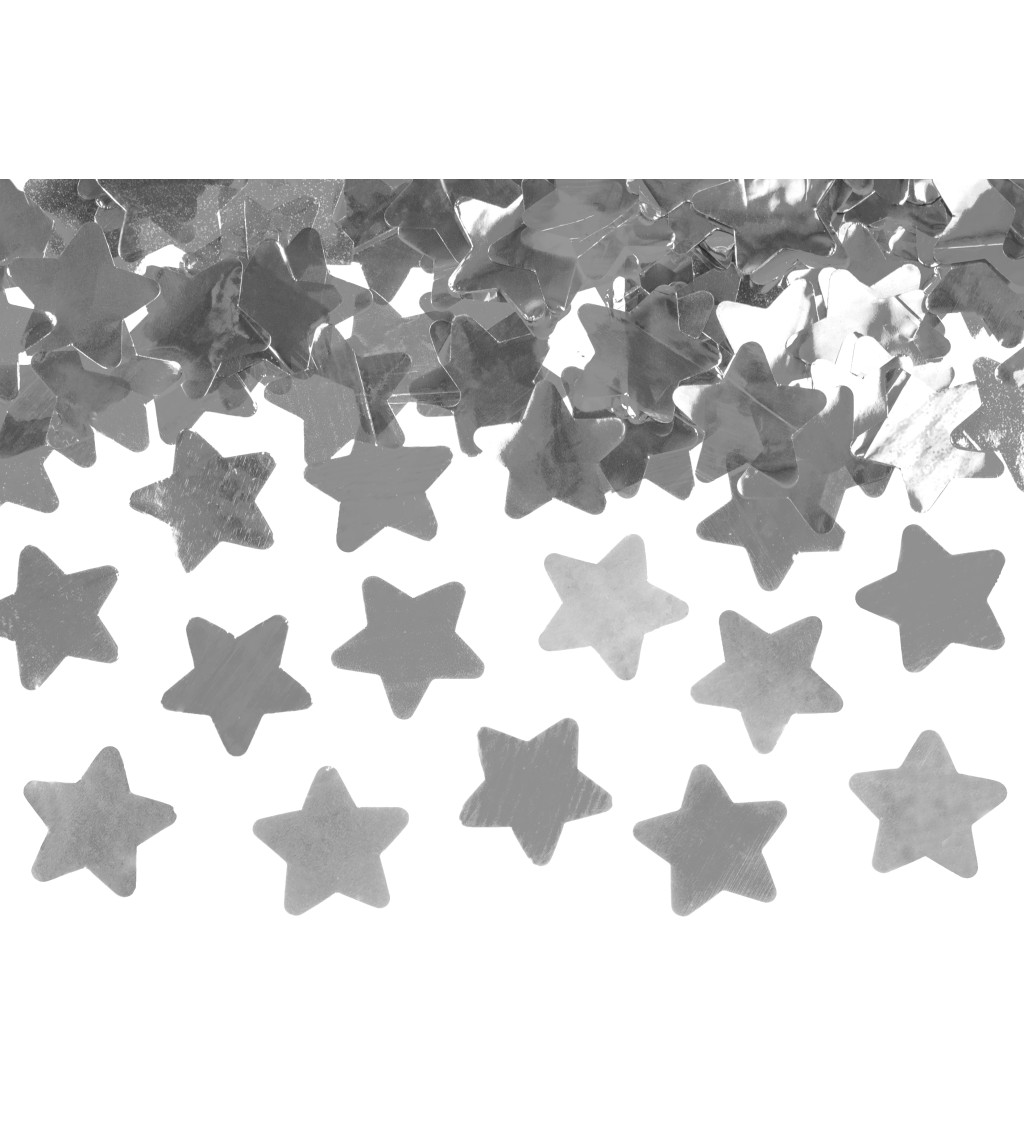 Vystřelovací konfety - stříbrné hvězdičky, 40 cm