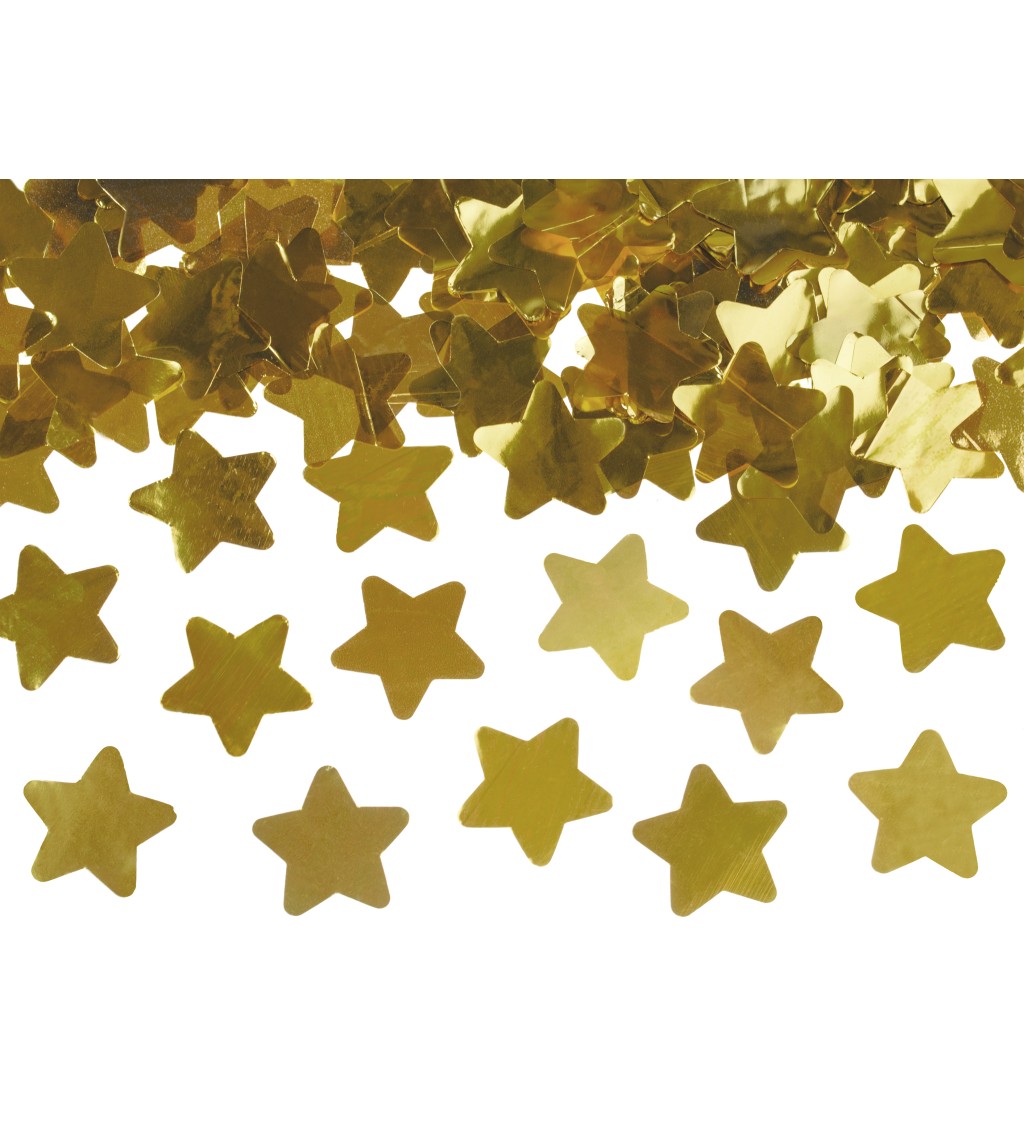 Vystřelovací konfety - zlaté hvězdičky, 80 cm