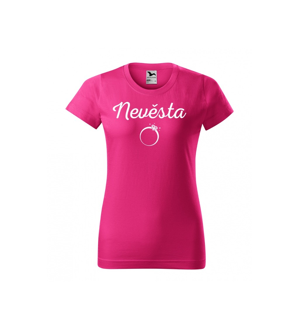 Tričko růžové s nápisem Nevěsta - prstýnek